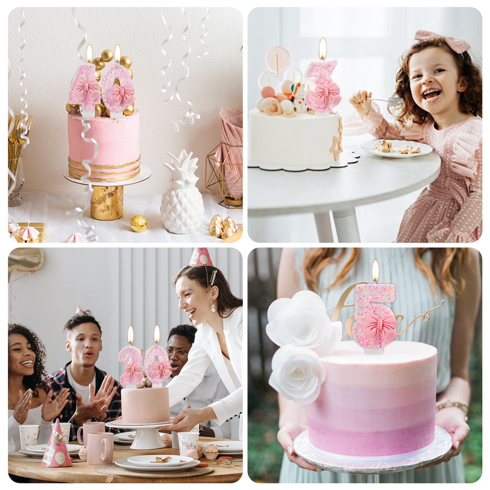 Pink bow design candles suitable for birthdays and anniversaries
