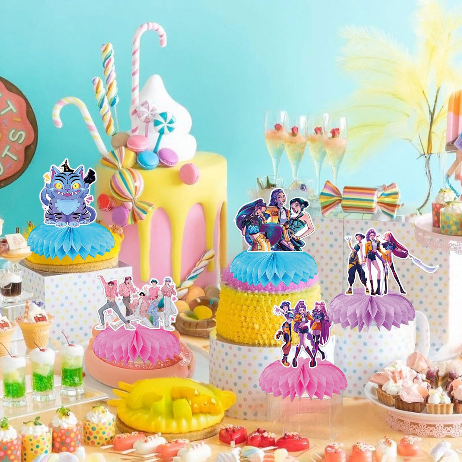 bright colorful honeycomb decorations for birthday celebrations