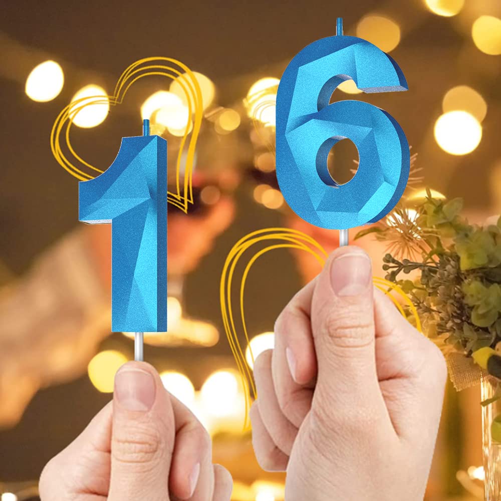 Birthday cake decoration with number candles blue for celebrations