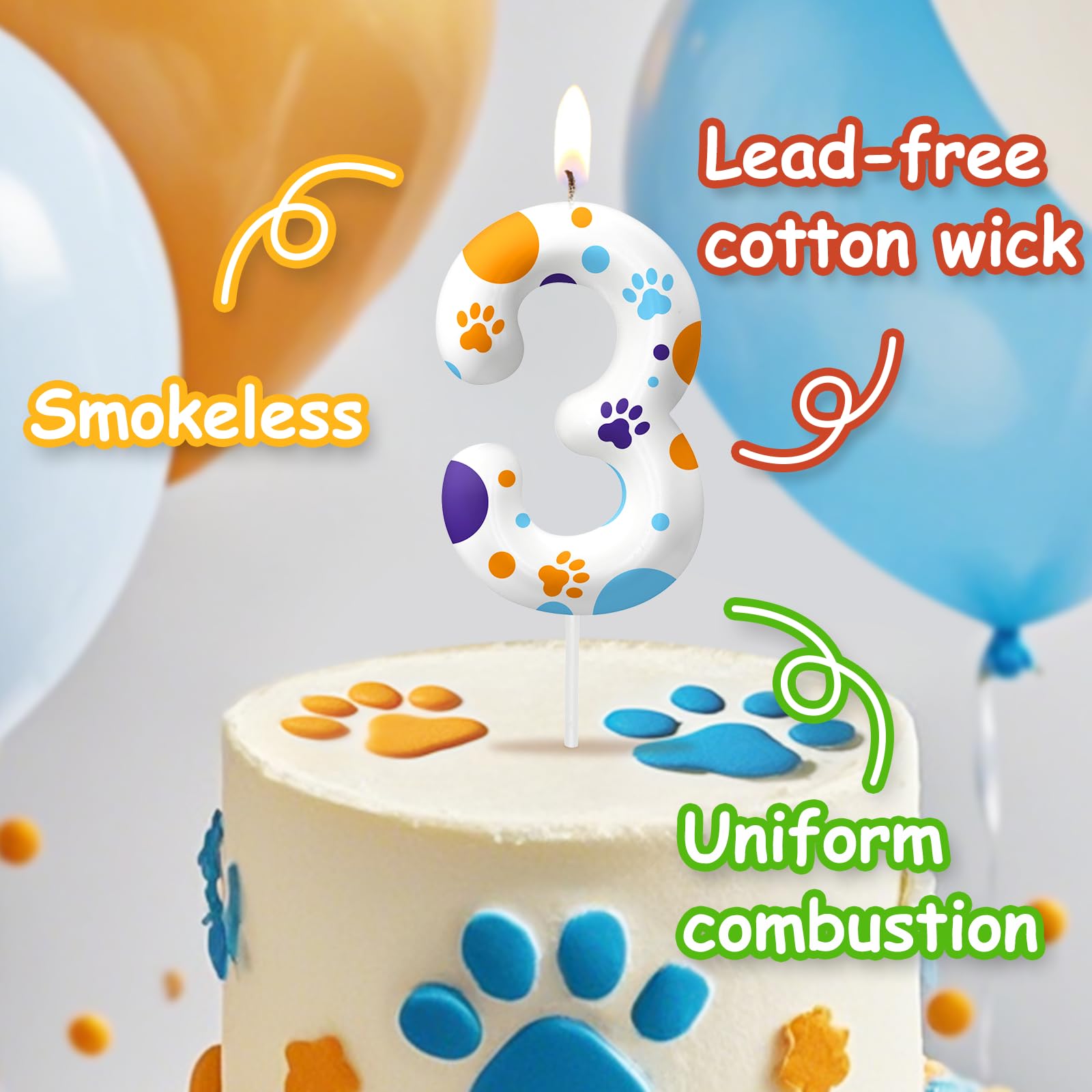 Birthday cake topper featuring dog paw design for celebrations