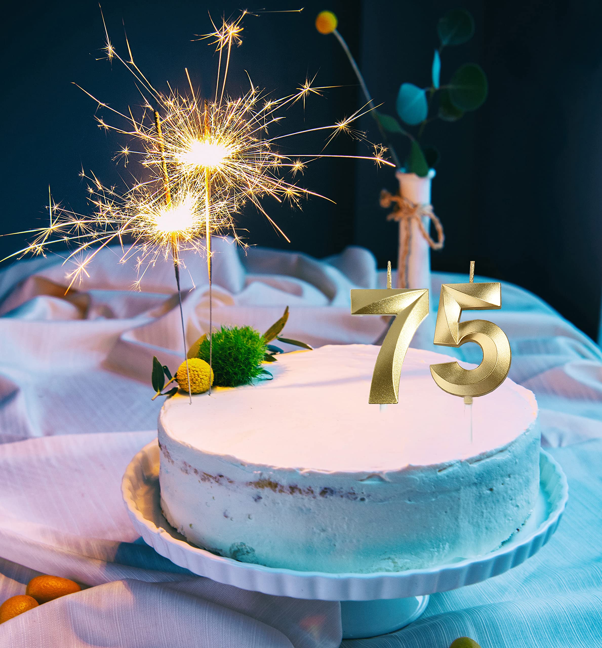 Two piece gold birthday candle package