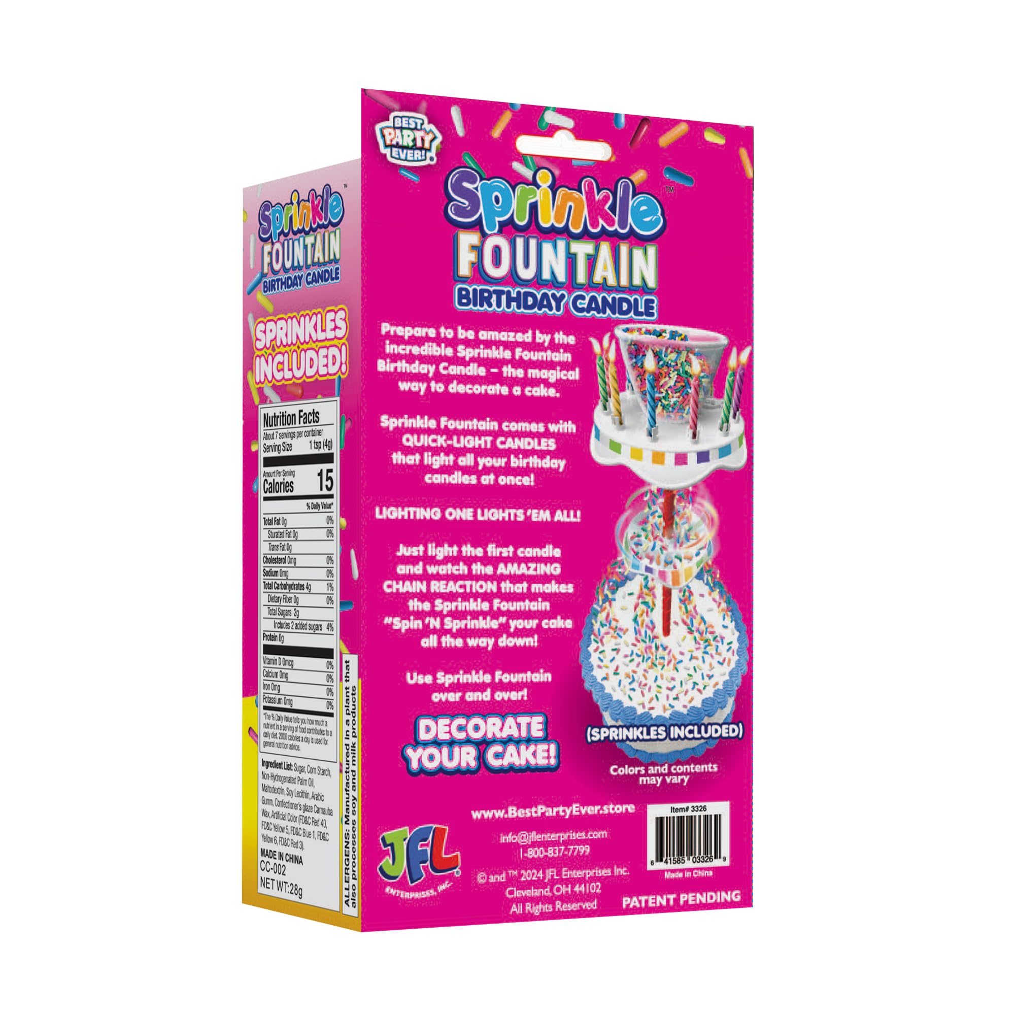 8 pack Quick Light candles for Sprinkle Fountain kit