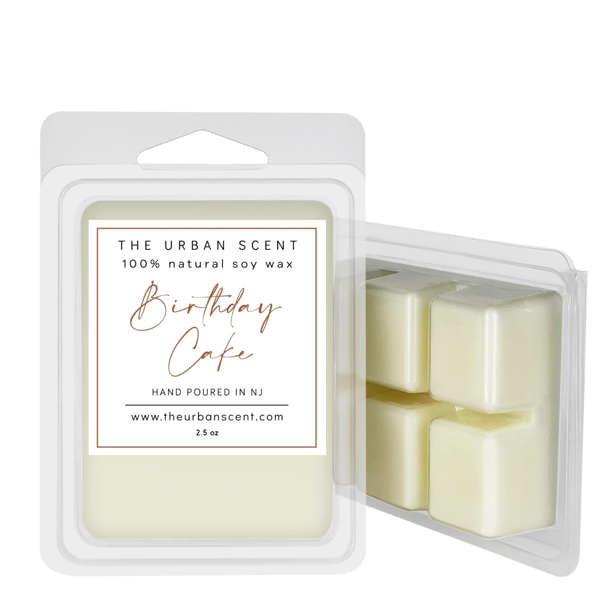 Birthday Cake wax melts by The Urban Scent in a 2.5 oz six-cube clamshell