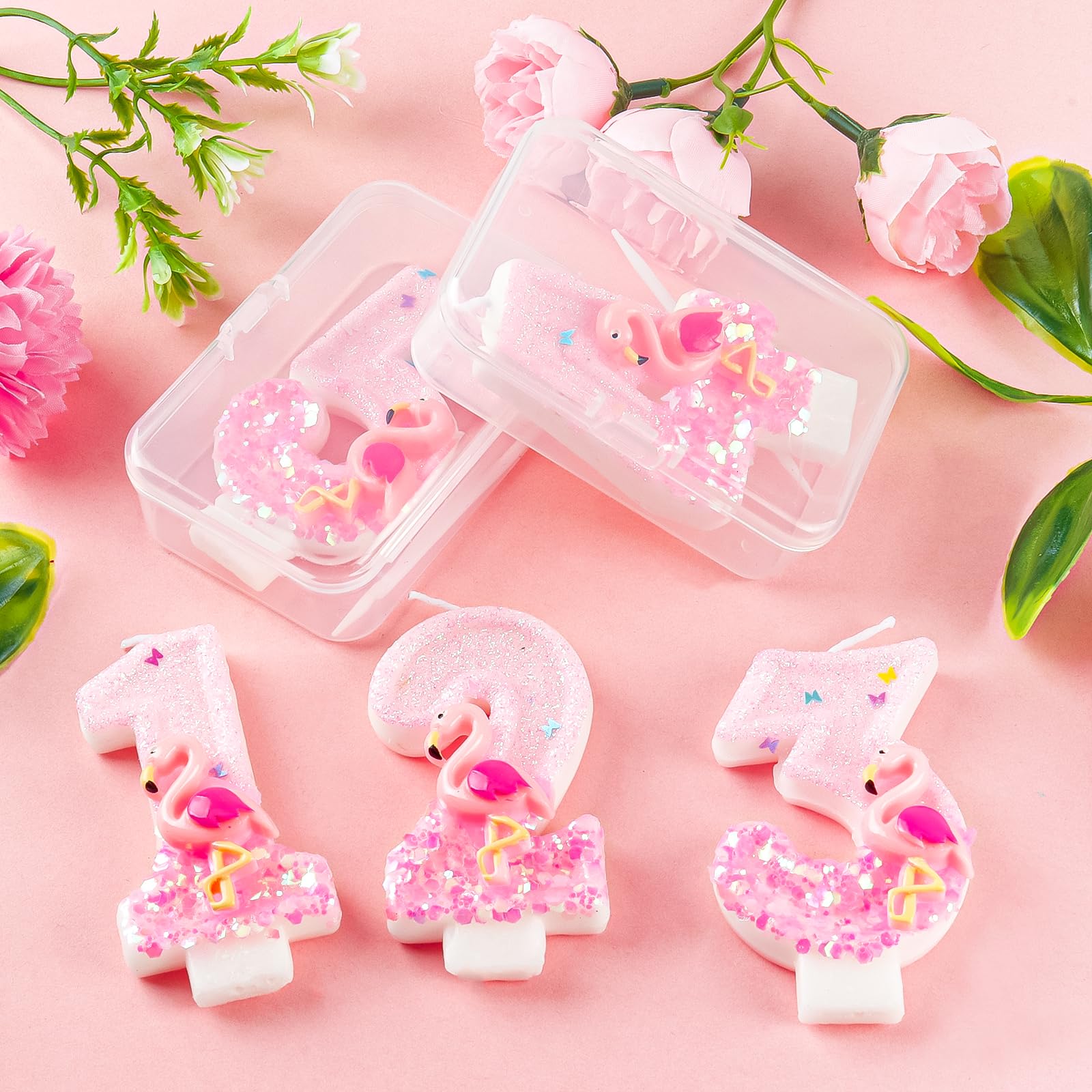 Easily inserts into cake and holds securely flamingo candle