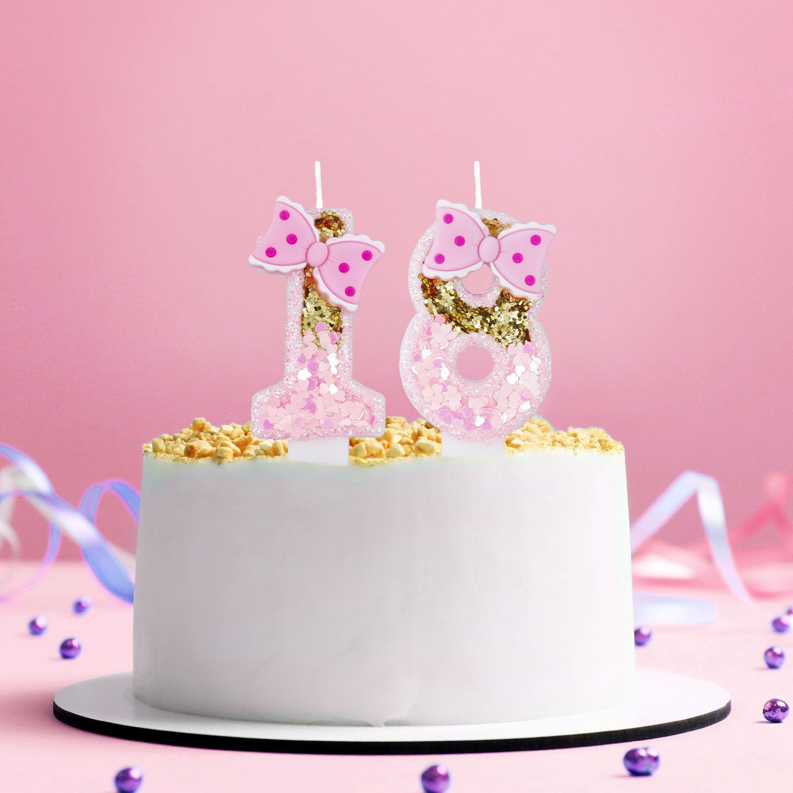 Birthday candles for cake pink 5 number