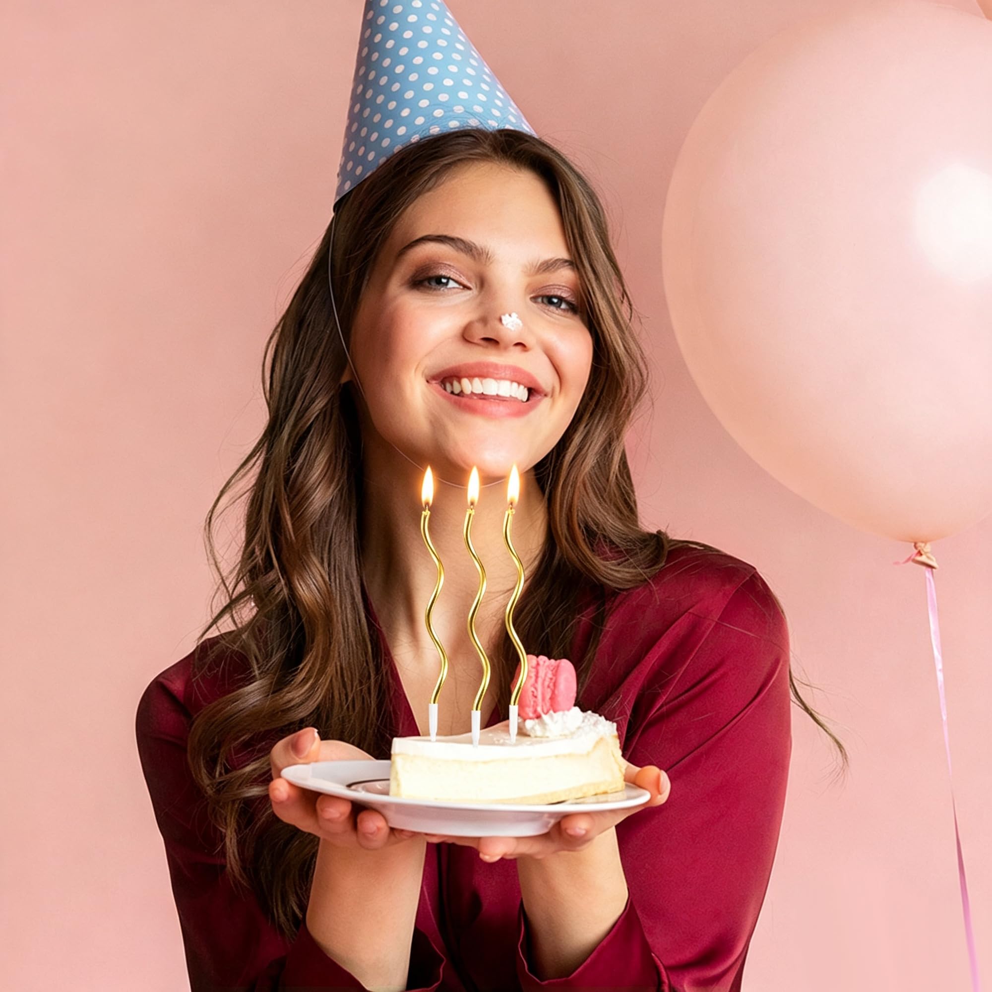 Candle holder included to keep wax off cake during celebrations