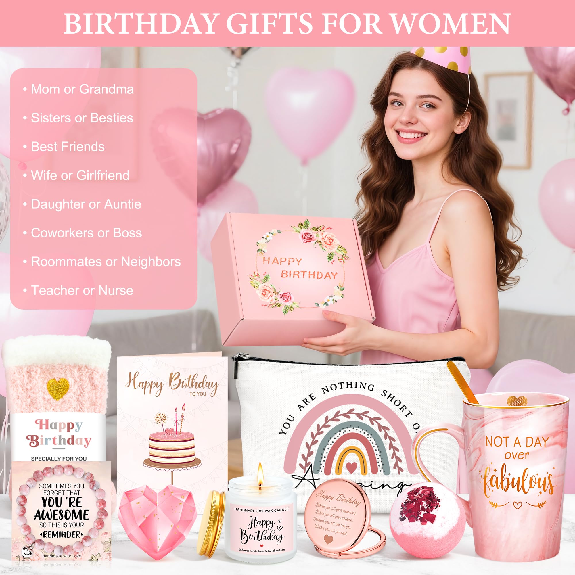 Elegant gift box packaging for birthday gifts for women