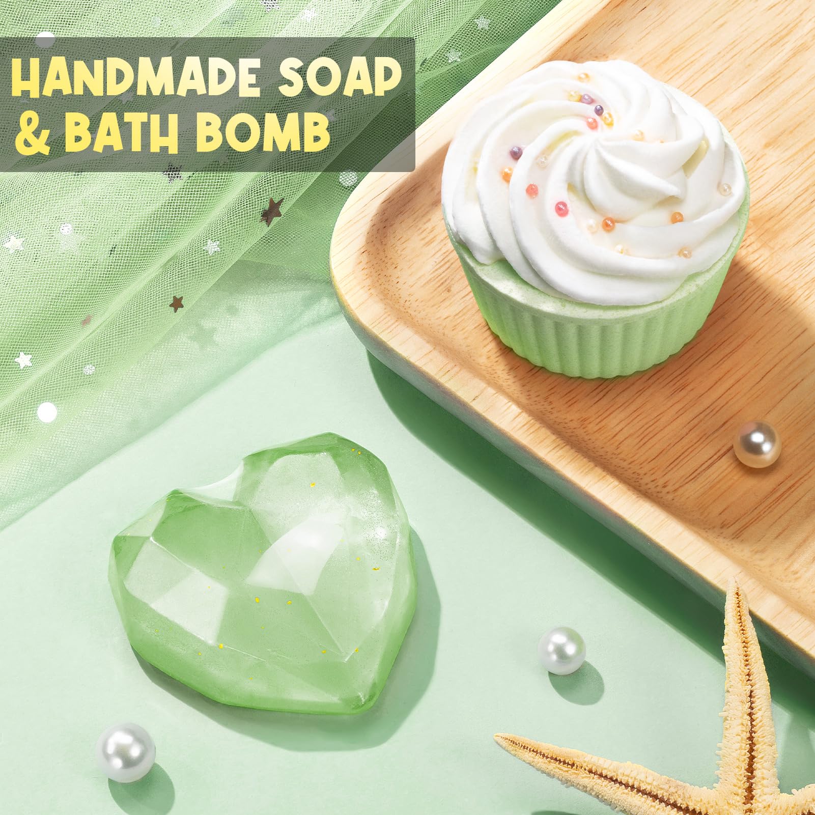 Knit flower and handmade soap set image