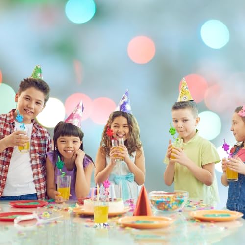 Pet birthday party supplies paw pattern drinking straws