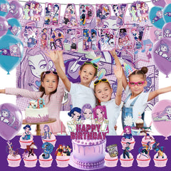 Hanging swirl decorations included in Birthday decoration set