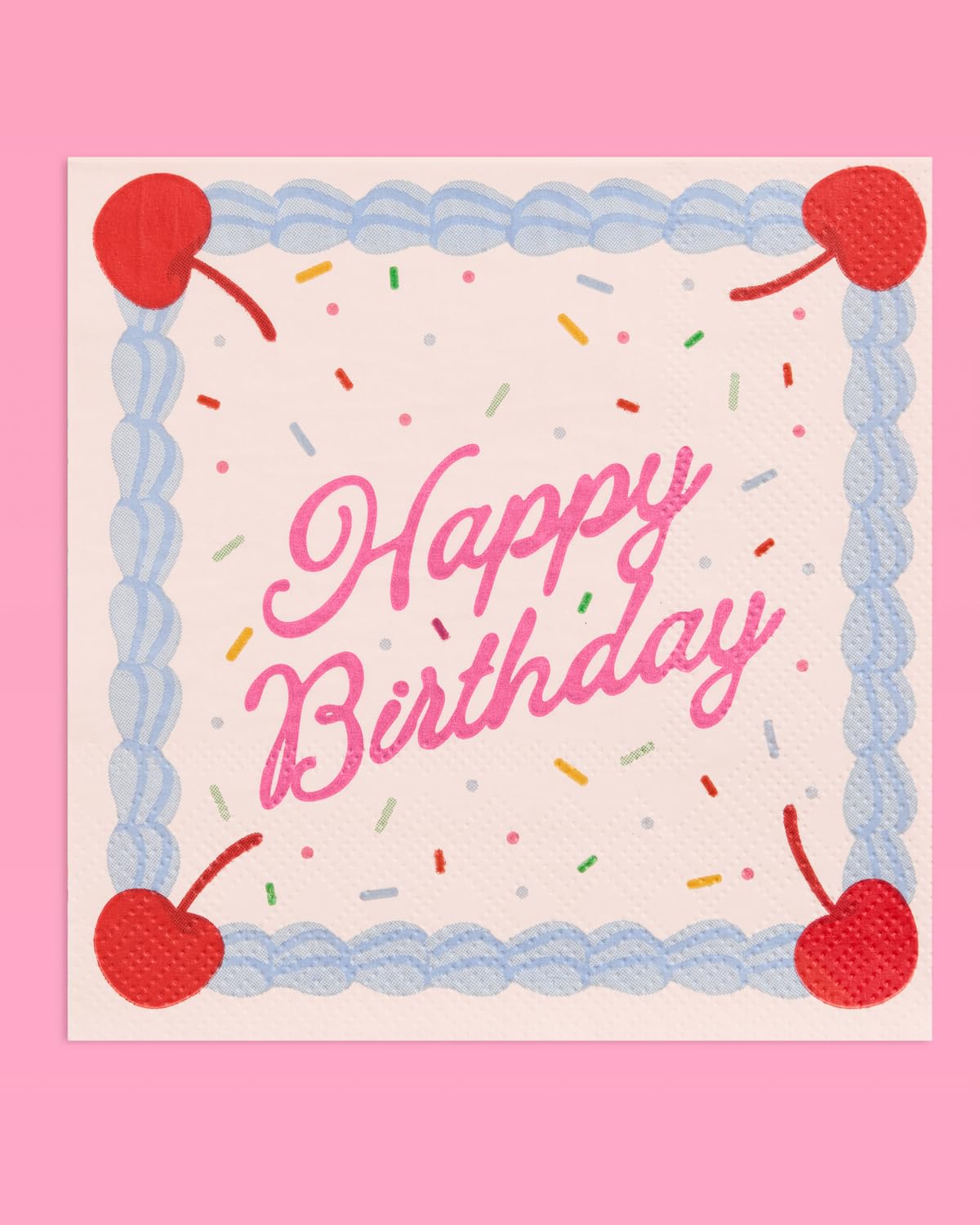 birthday party napkins white with rainbow sprinkles and cherry accents