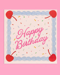birthday party napkins white with rainbow sprinkles and cherry accents