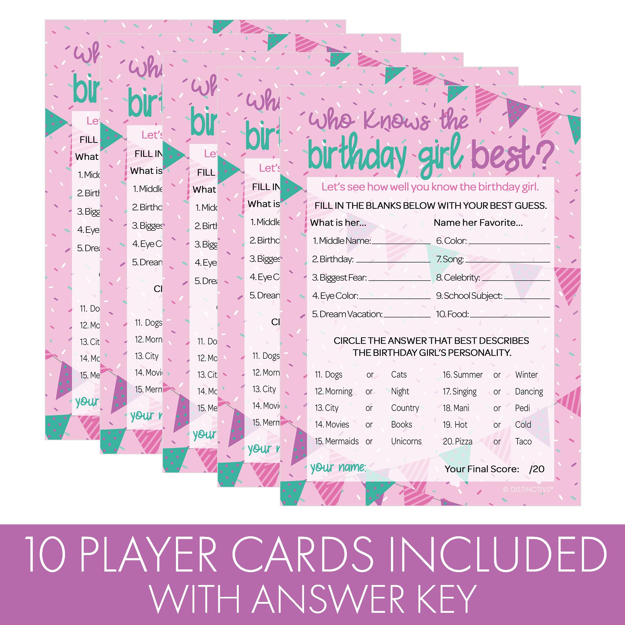 10 card sleepover game for birthday party
