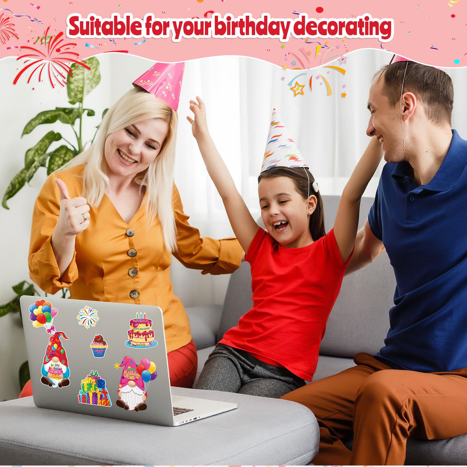 Decorative birthday magnets for metal surfaces and appliances