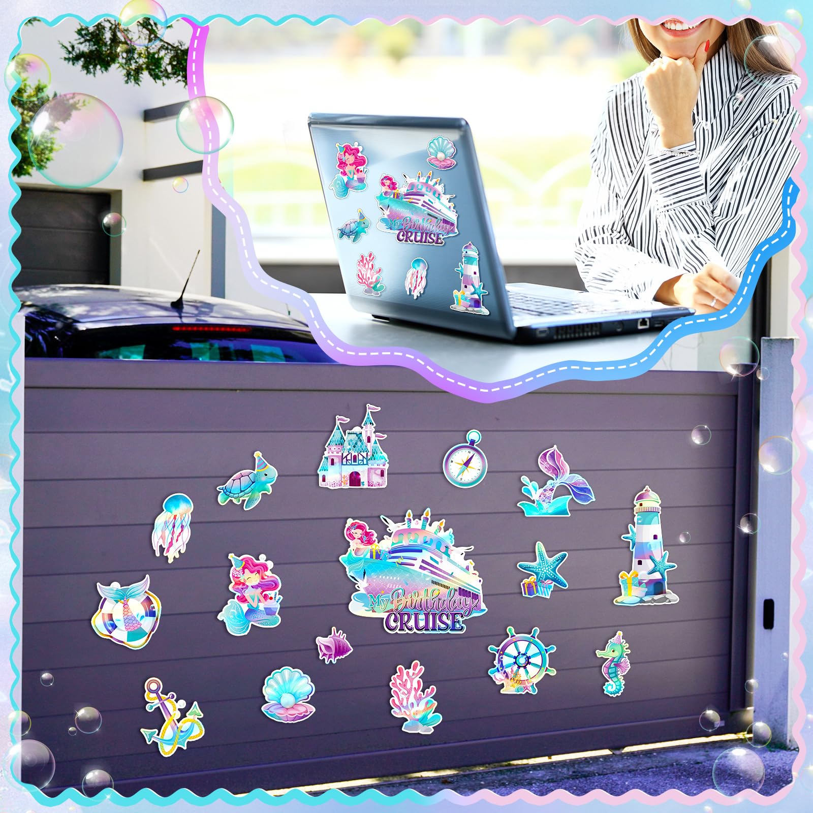 Birthday mermaid magnets for undersea party decor