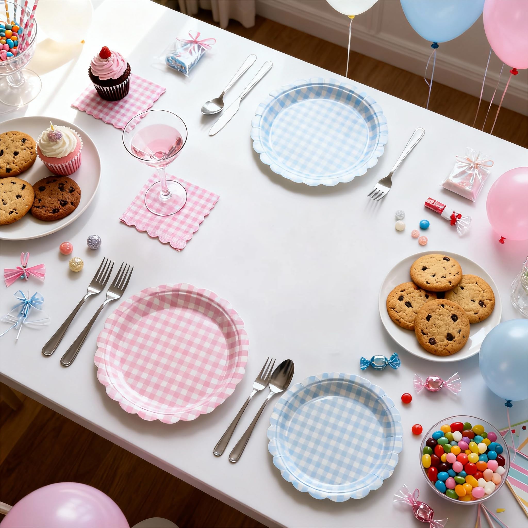 Pastel gingham napkins suitable for tea parties
