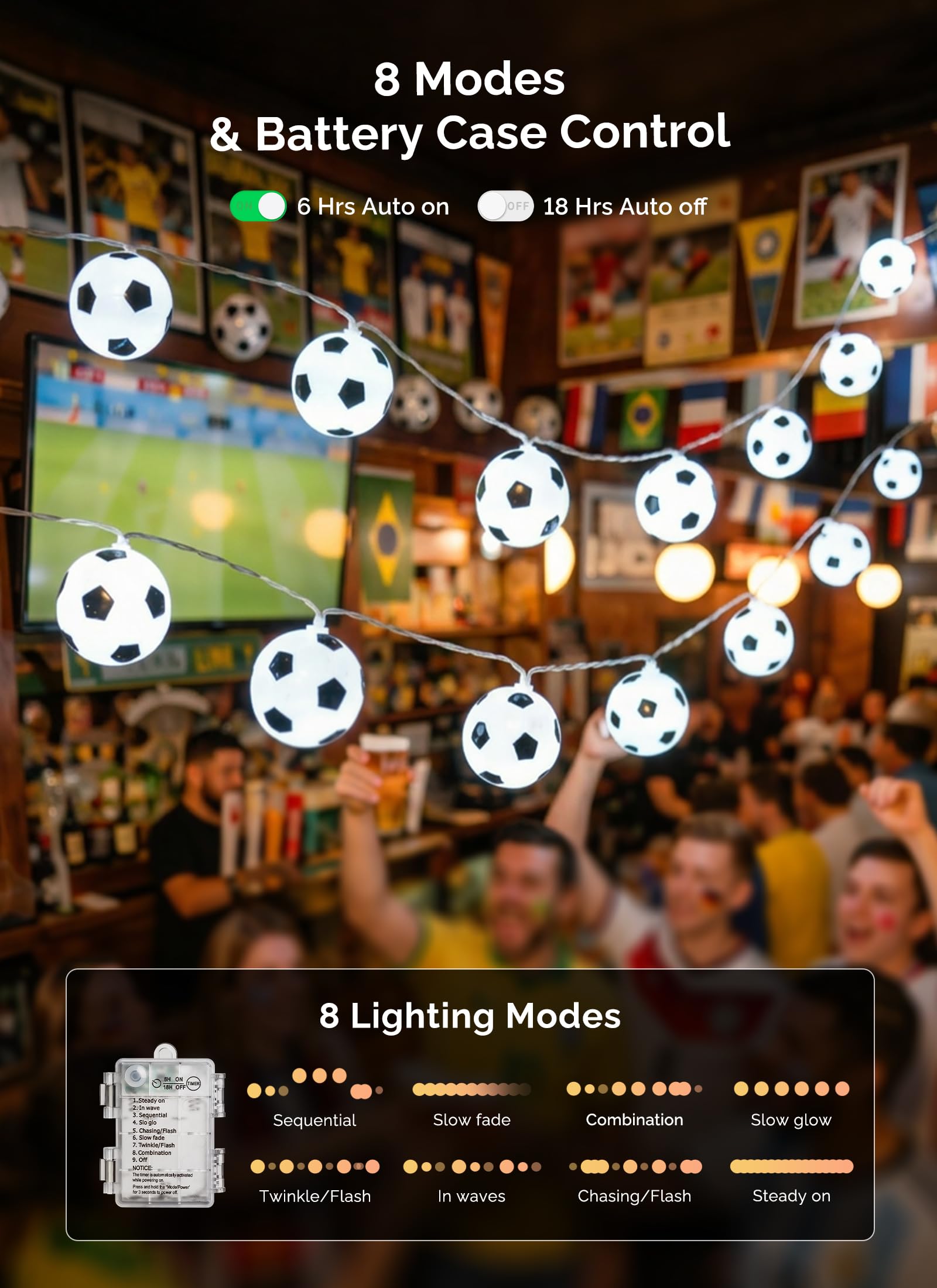Birthday party soccer decorations string lights