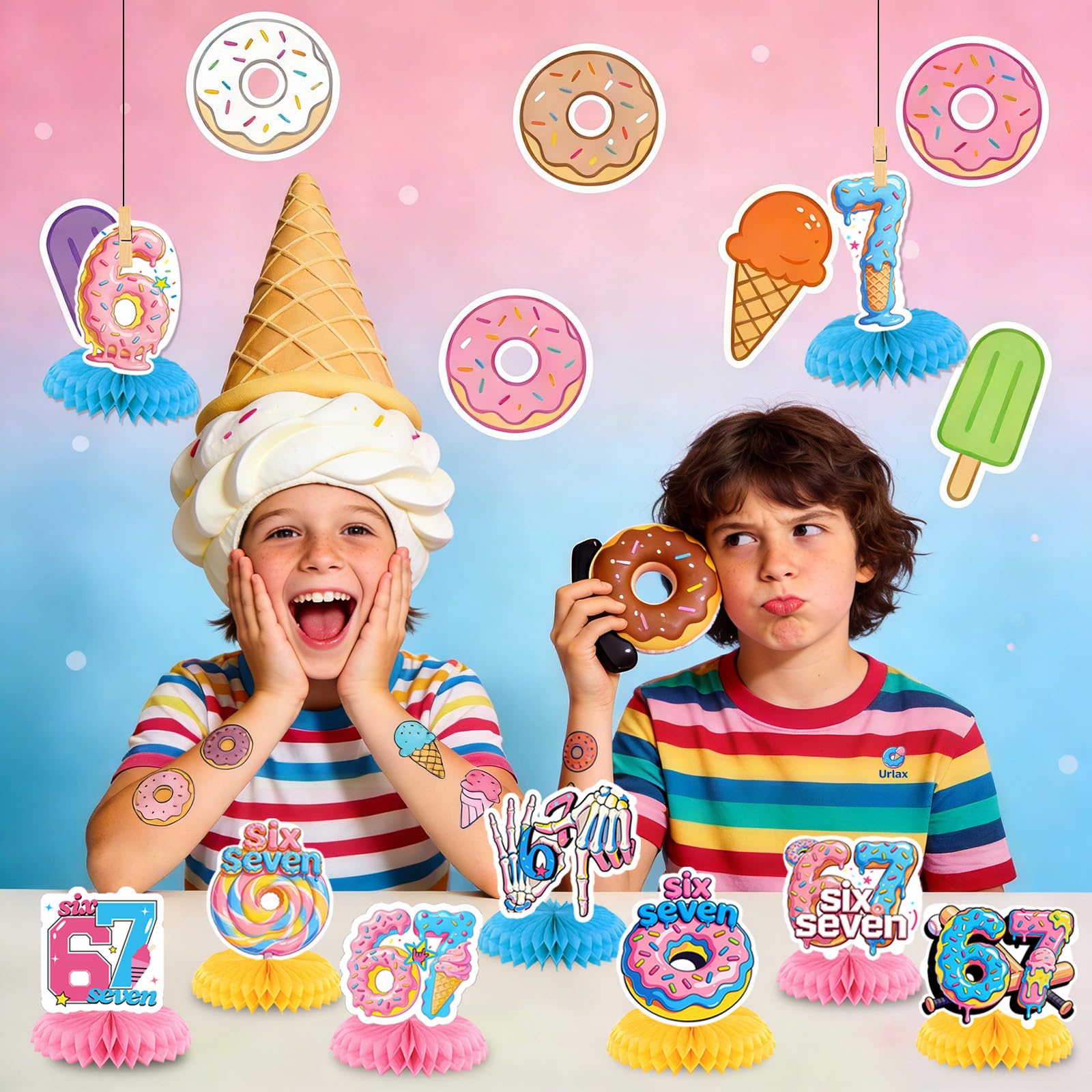 donut themed table decorations for birthday