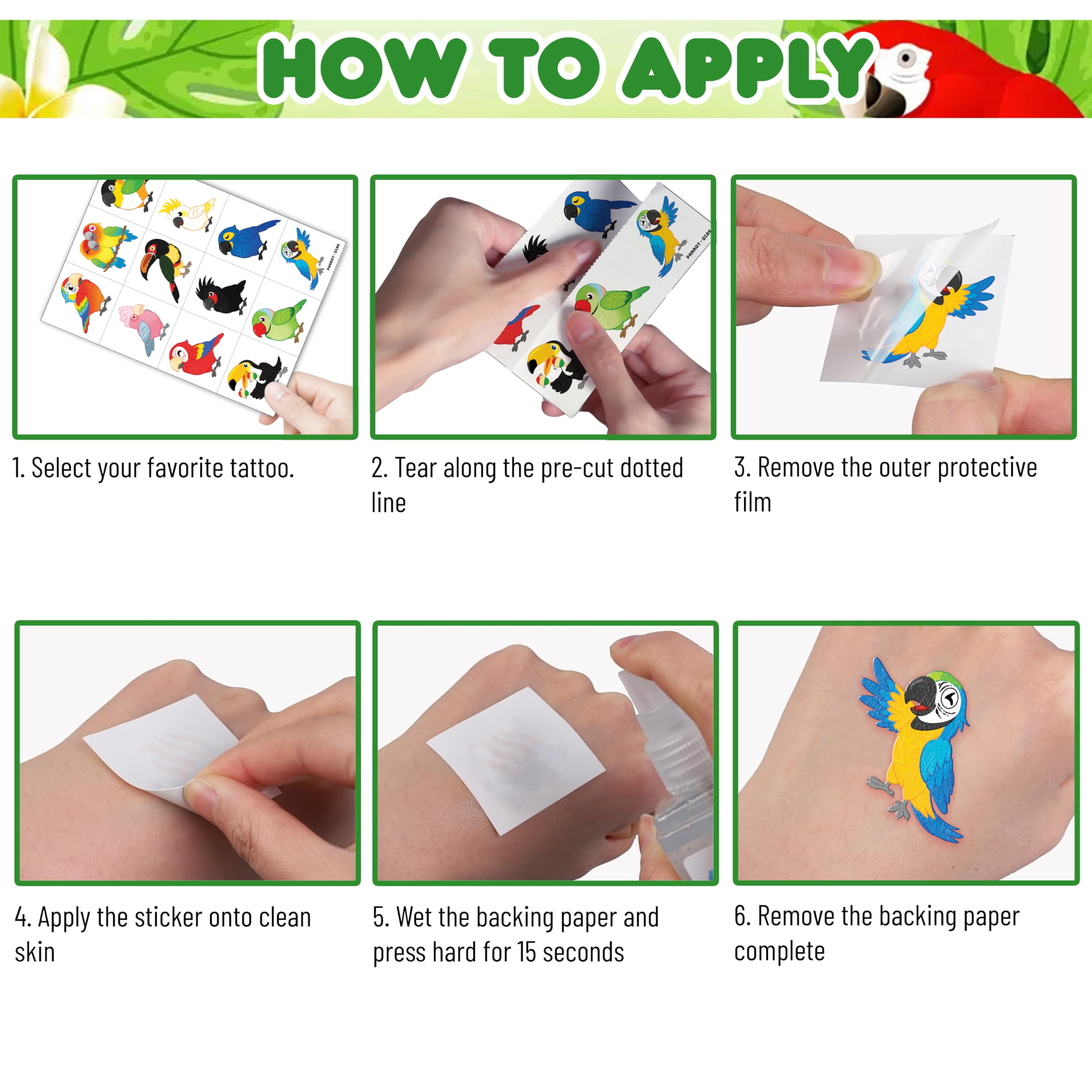 Temporary tattoo stickers usable on skin and objects
