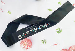 Black satin Birthday Sash 3.5in wide 33in long