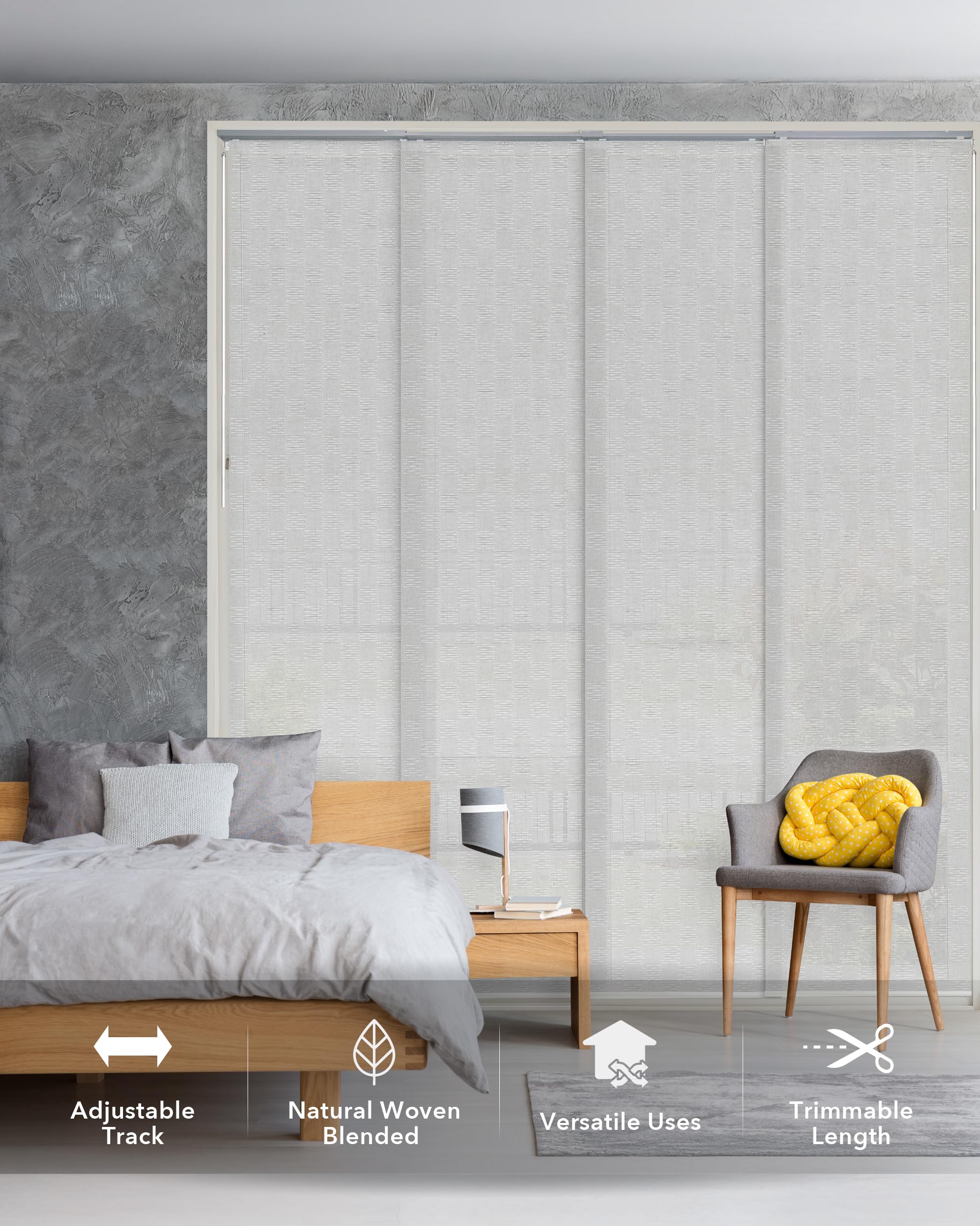 GoDear Design Panel Blinds Bishop 45.8-86 x 96 back view