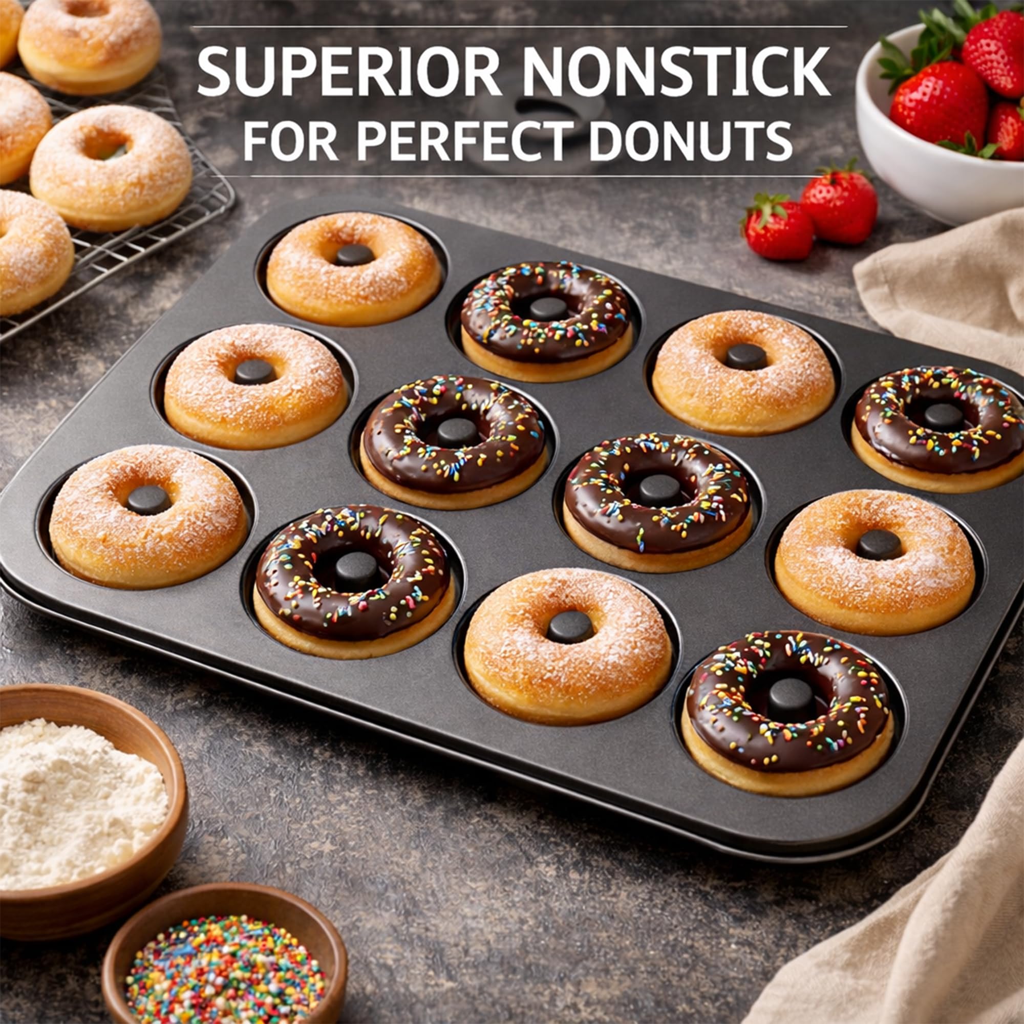 Biubumtu non-stick donut pan with easy release
