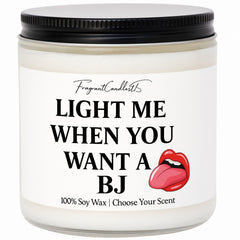BJ Candle couples candle product image with cheeky message