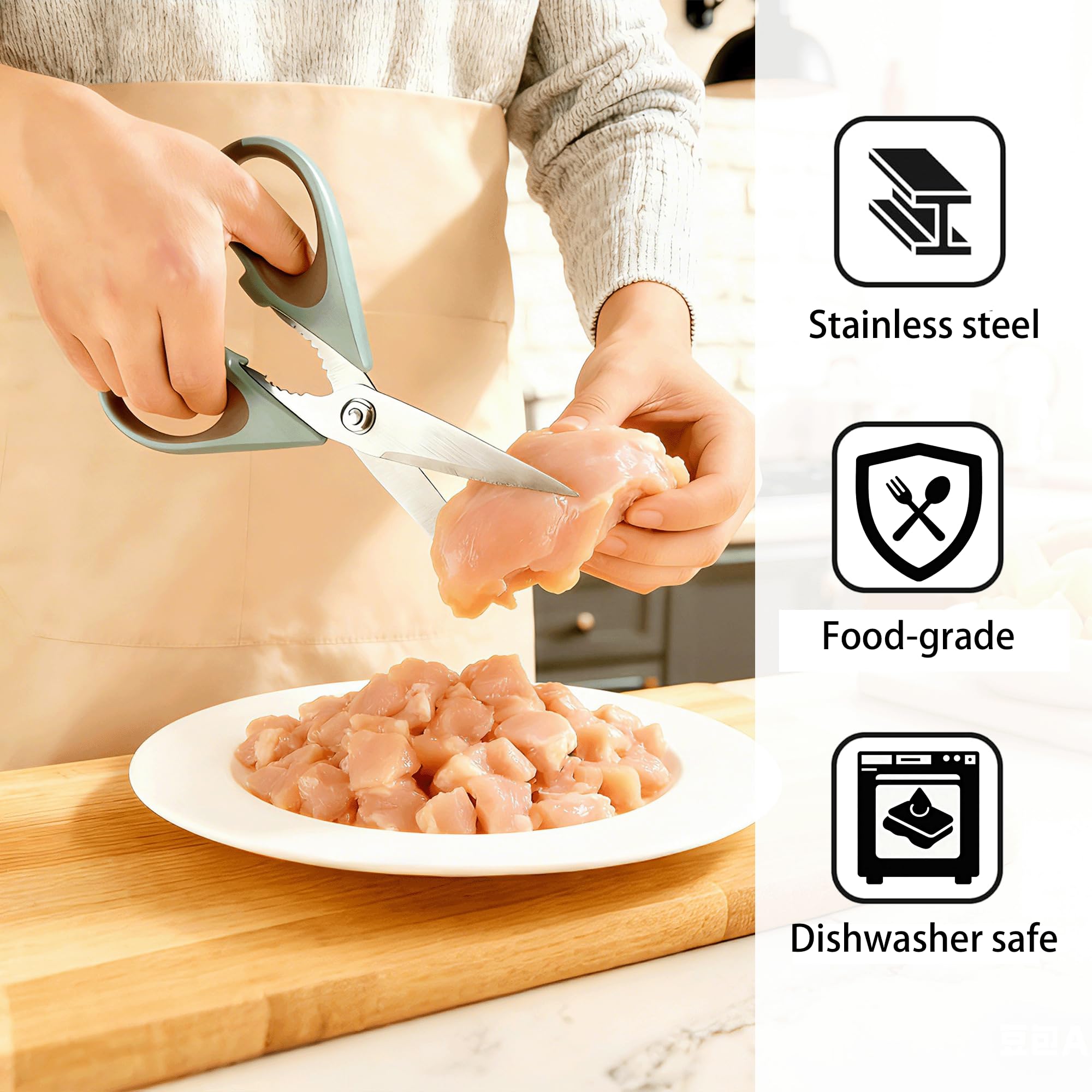 Dishwasher safe kitchen scissors with protective sheath