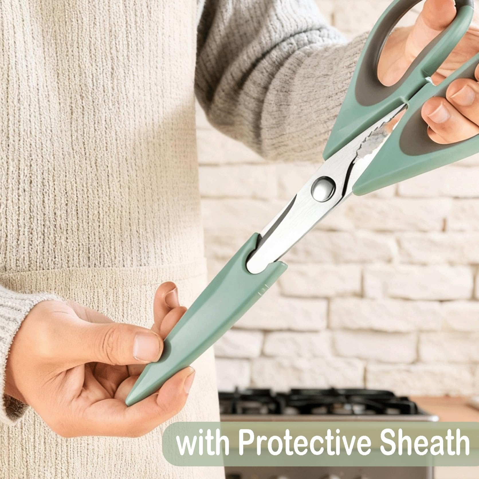 Protective sheath included with BJDDM kitchen scissors