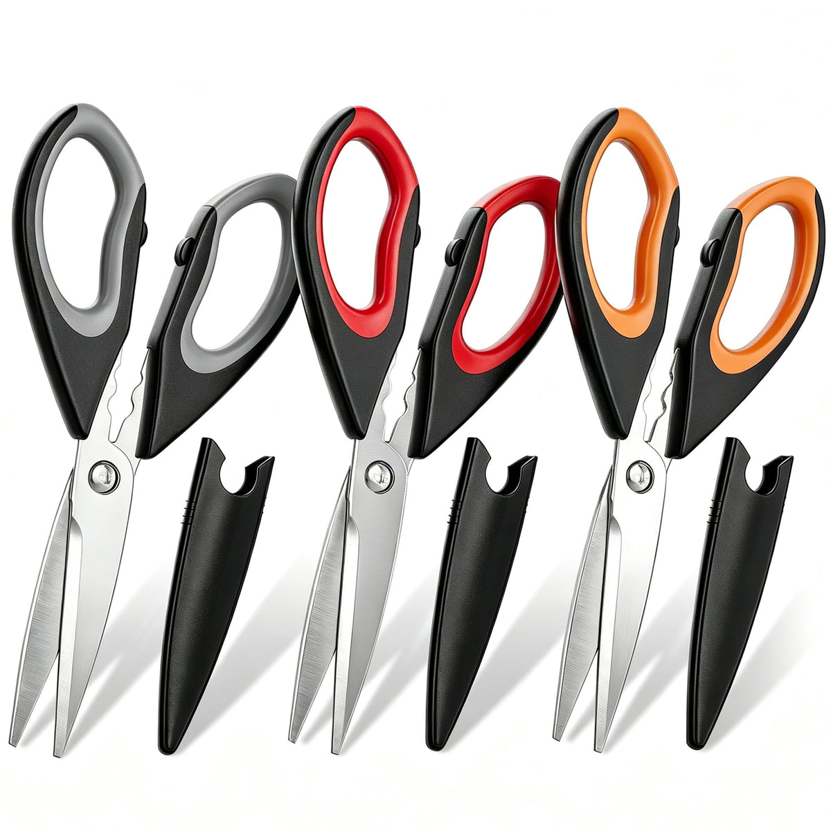 BJDDM 3 Pack Kitchen Scissors with protective sheaths