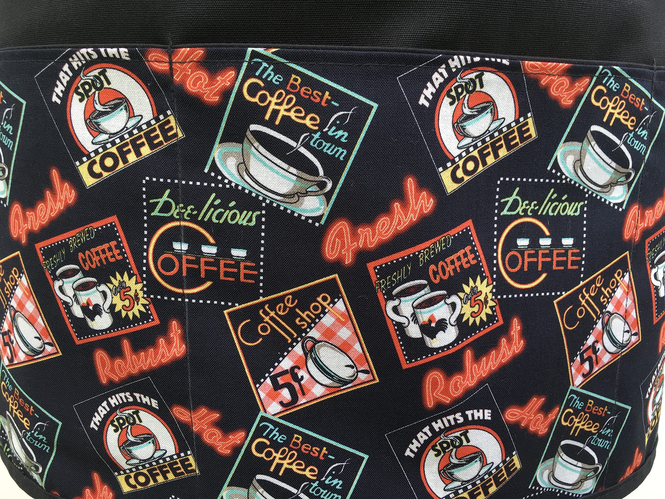 Three-pocket custom print apron for servers by Handmade Janets Aprons