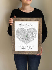 Custom Heart Map with personalized text and location