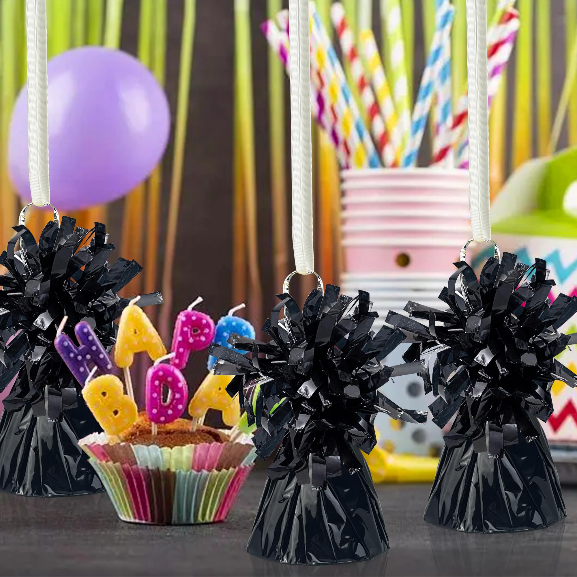 9 piece black balloon weight set for party decor