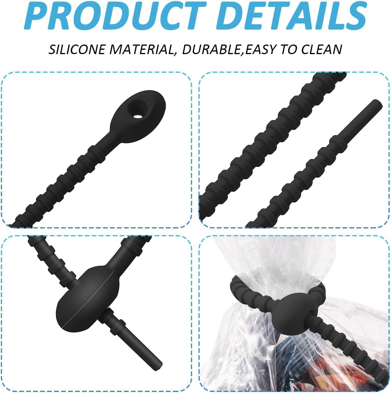 Black silicone hanging strap for kitchen cleaning tools