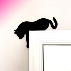 Black PVC cat decor sized 5.5 x 8.25 inches mantel display
