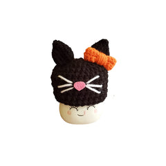 Black cat marshmallow mug hat crochet accessory fits marshmallow mugs 2.75 x 2.75 inches across the top