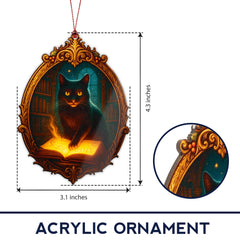 Black Cat Ornament Spell Book Magic display image