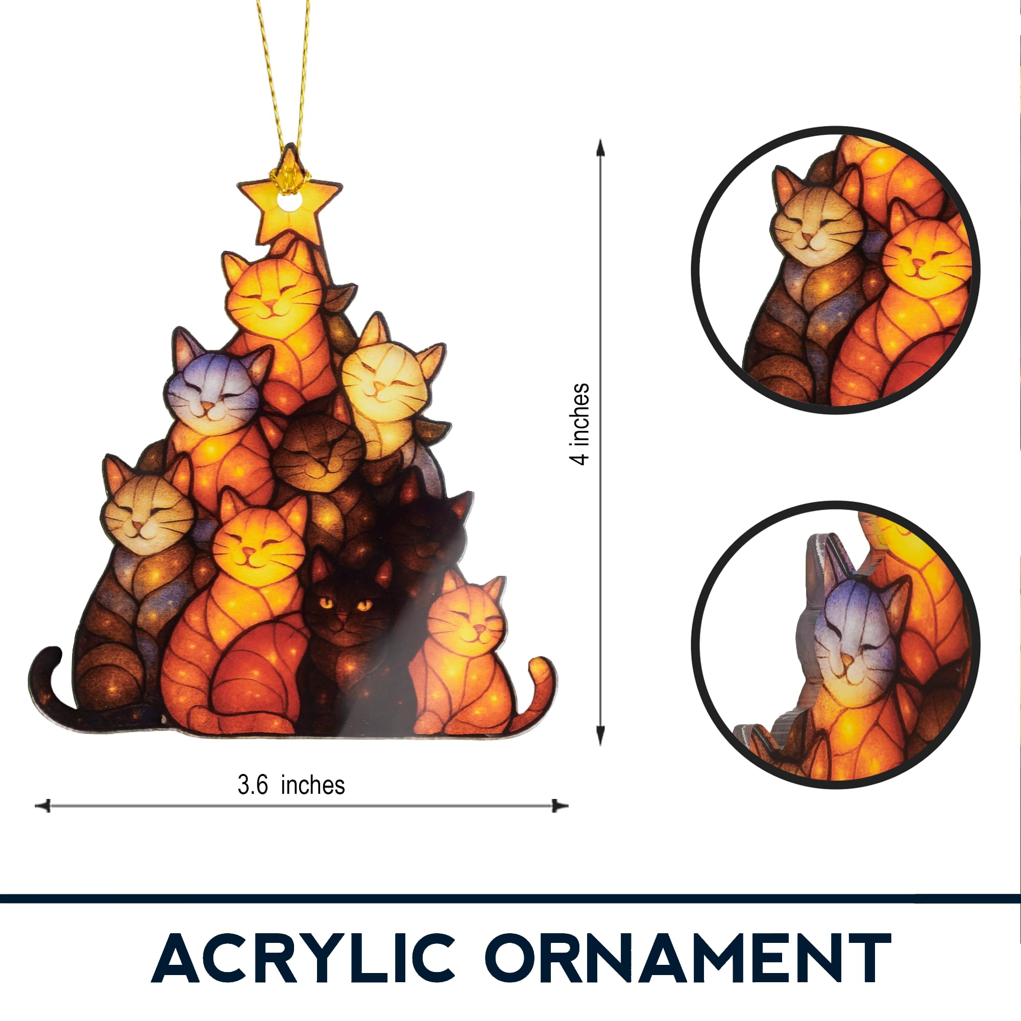 Cat Christmas Ornament 2025 Orange Cats Ornament on Christmas tree