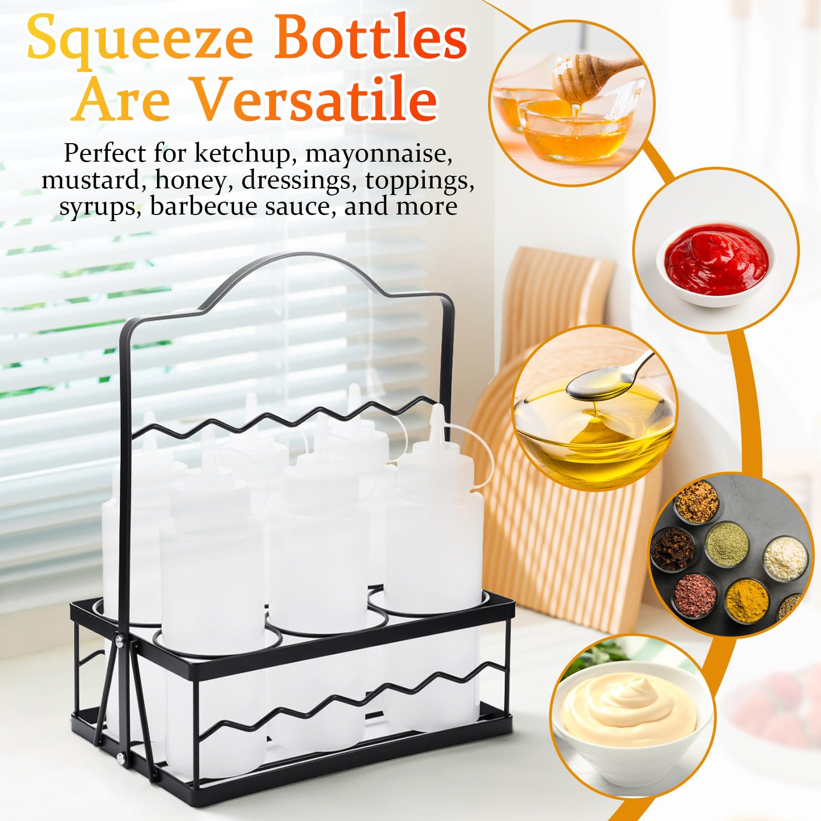 Condiment organizer on kitchen counter for home or picnic