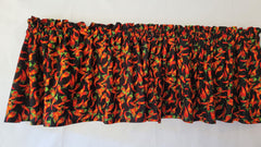 Black valance with red chili pepper pattern