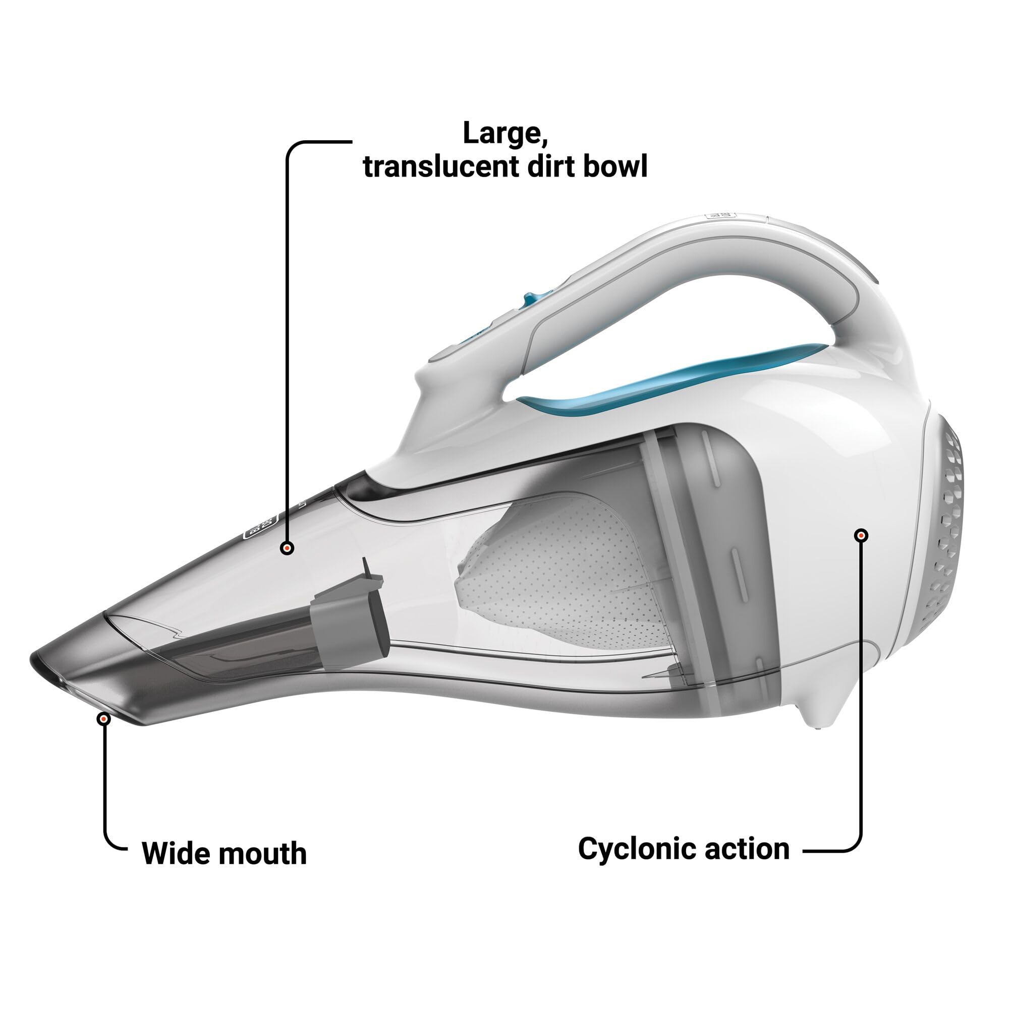 BLACK+DECKER dustbuster handheld vacuum HHVI315JO42 side view