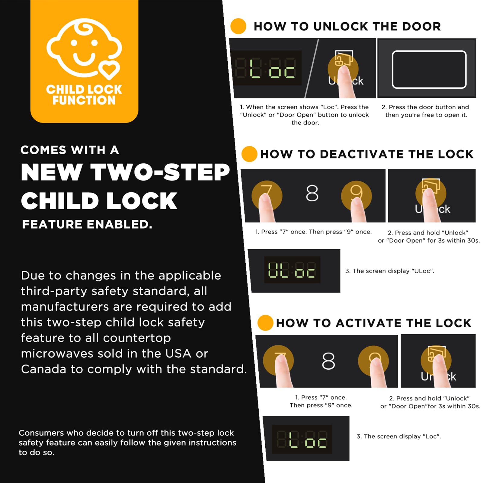 One Touch Start feature on Black+Decker microwave