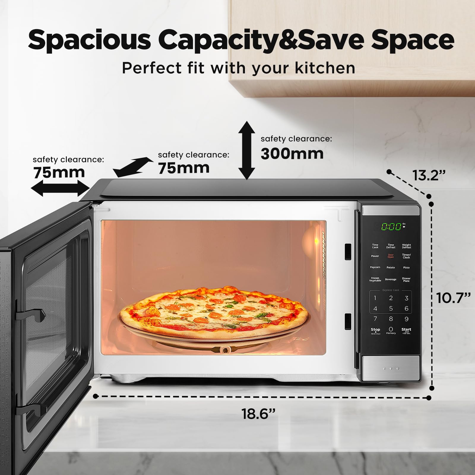 Memory function recalls settings on Black+Decker microwave