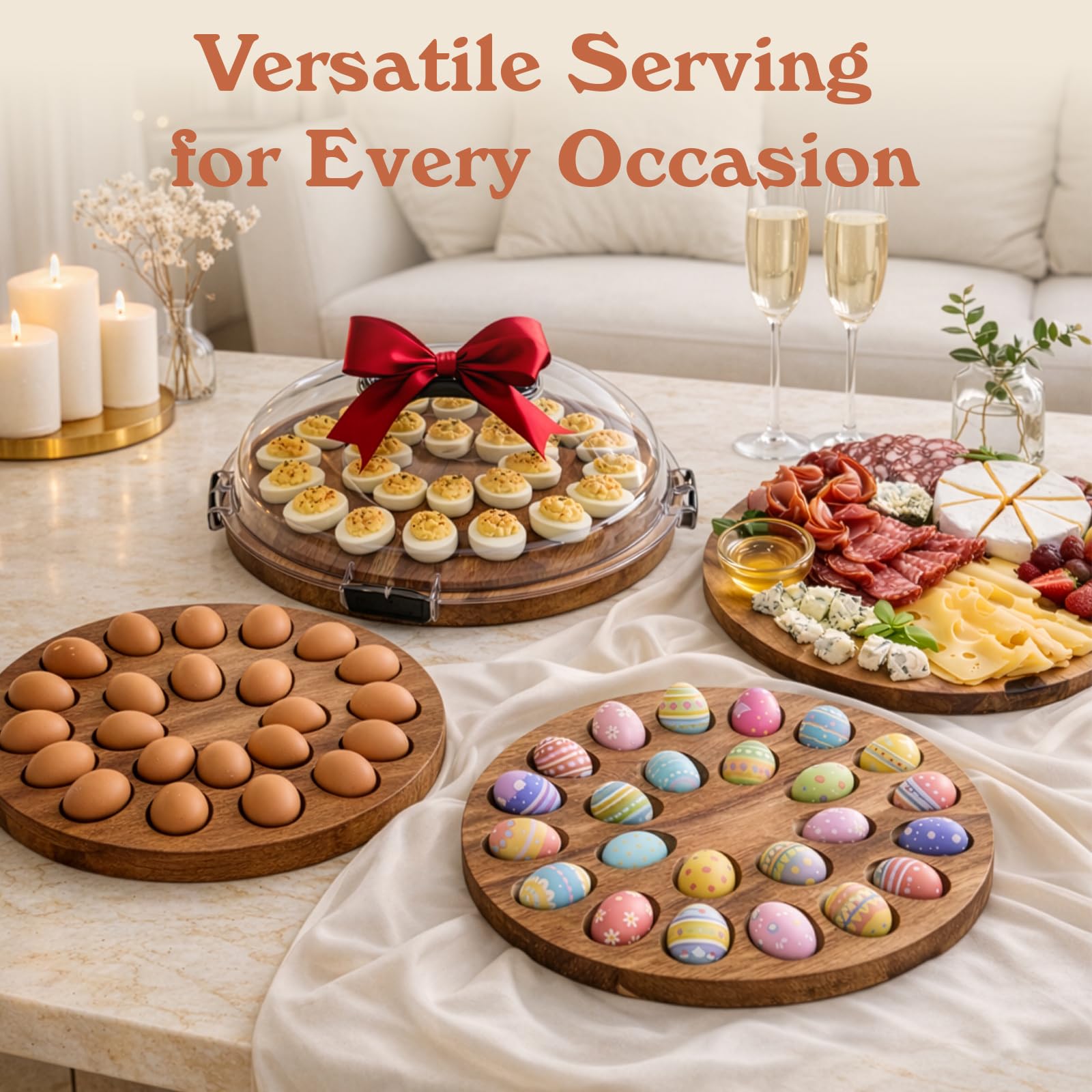 holds 24 eggs for deviled eggs or whole eggs