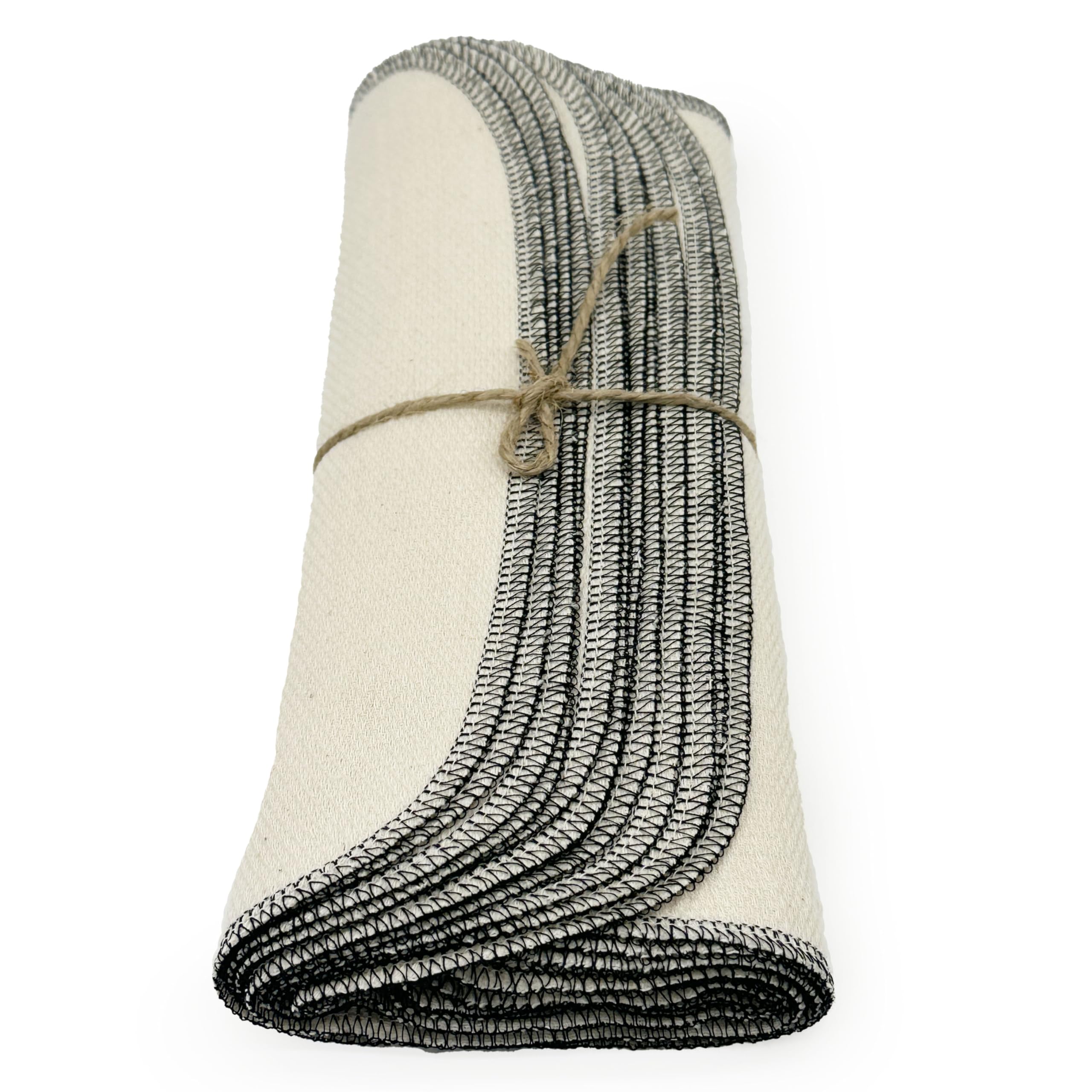 Towels with black edged hems for a classic look