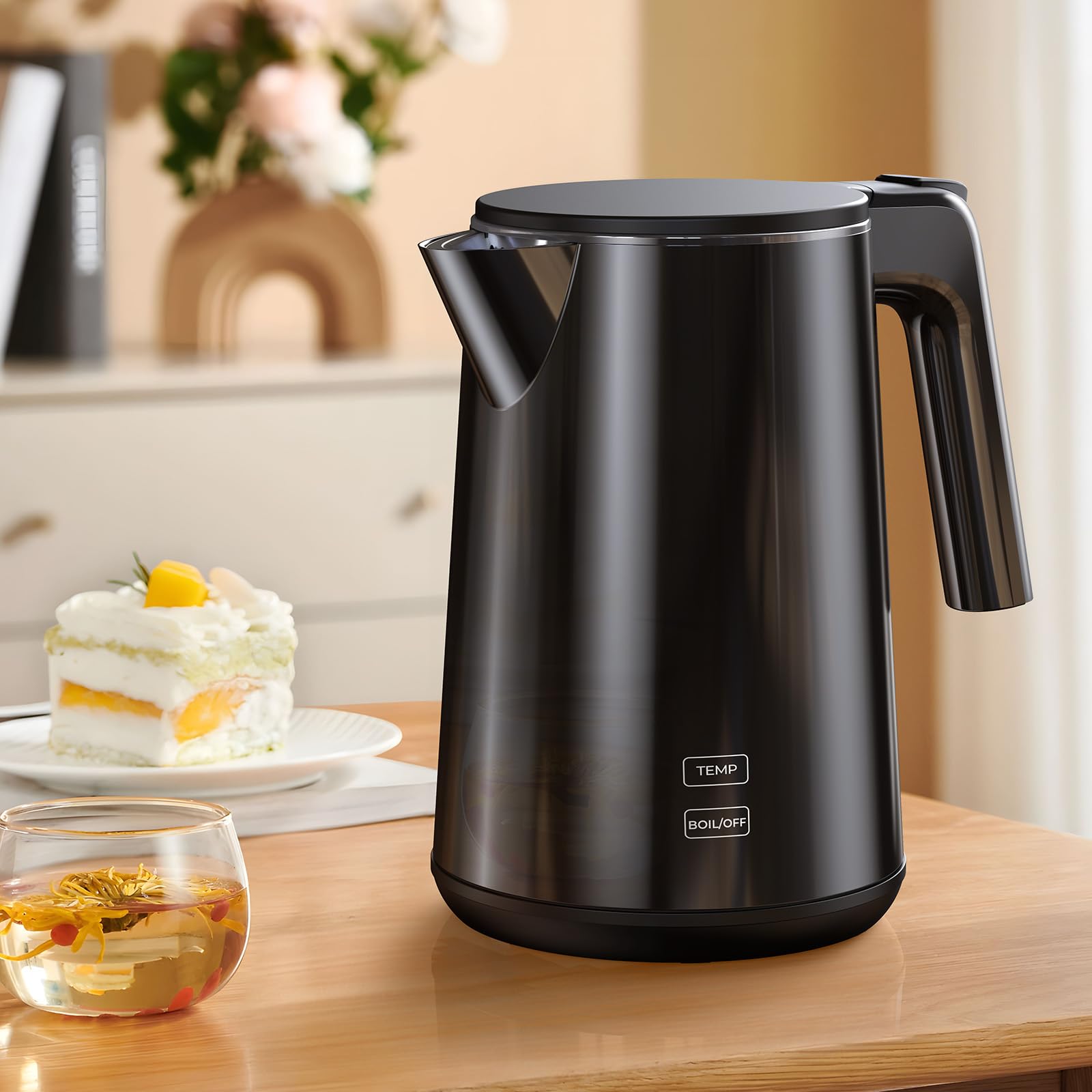 Stainless steel interior and BPA-free exterior kettle