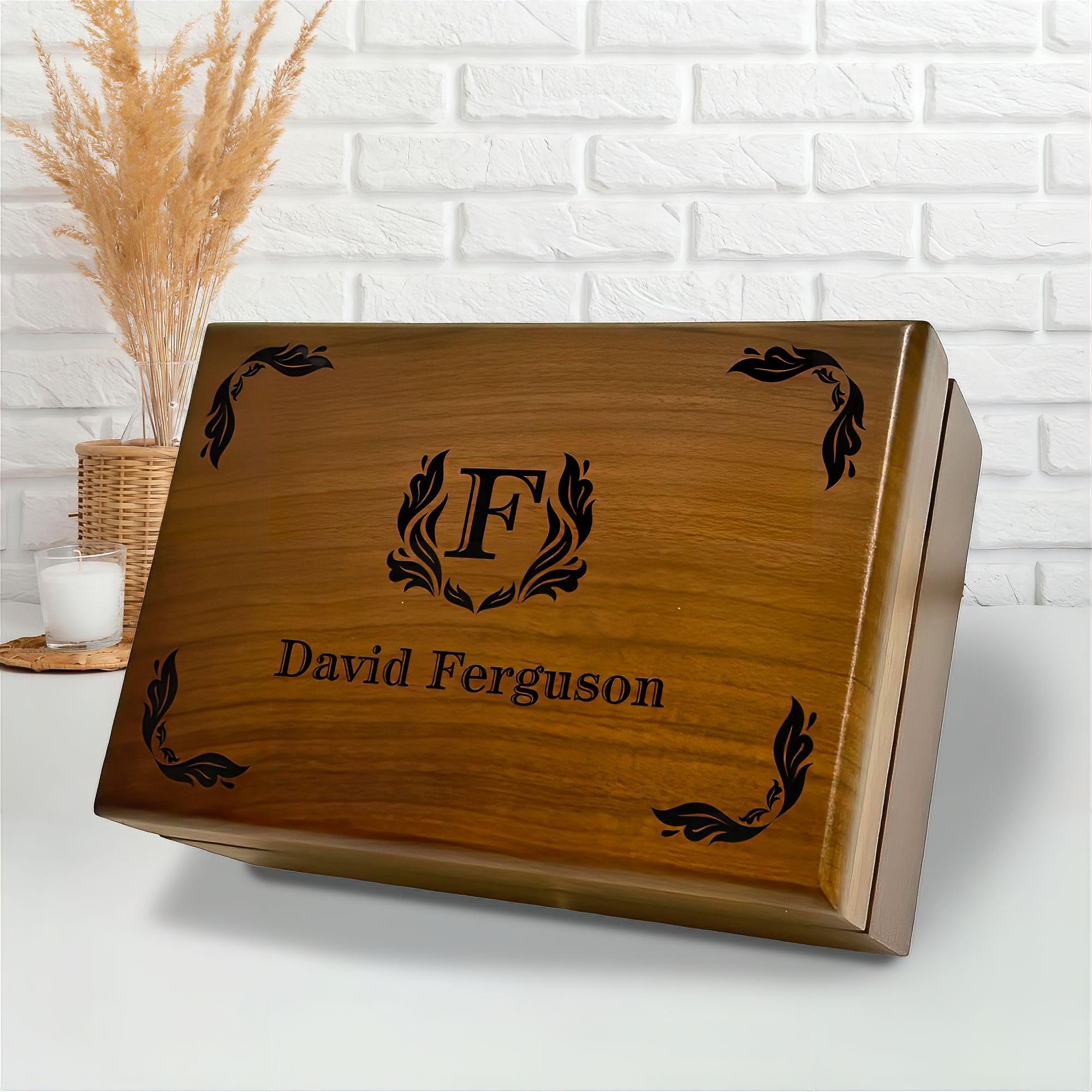 Black felt lined interior of keepsake storage box