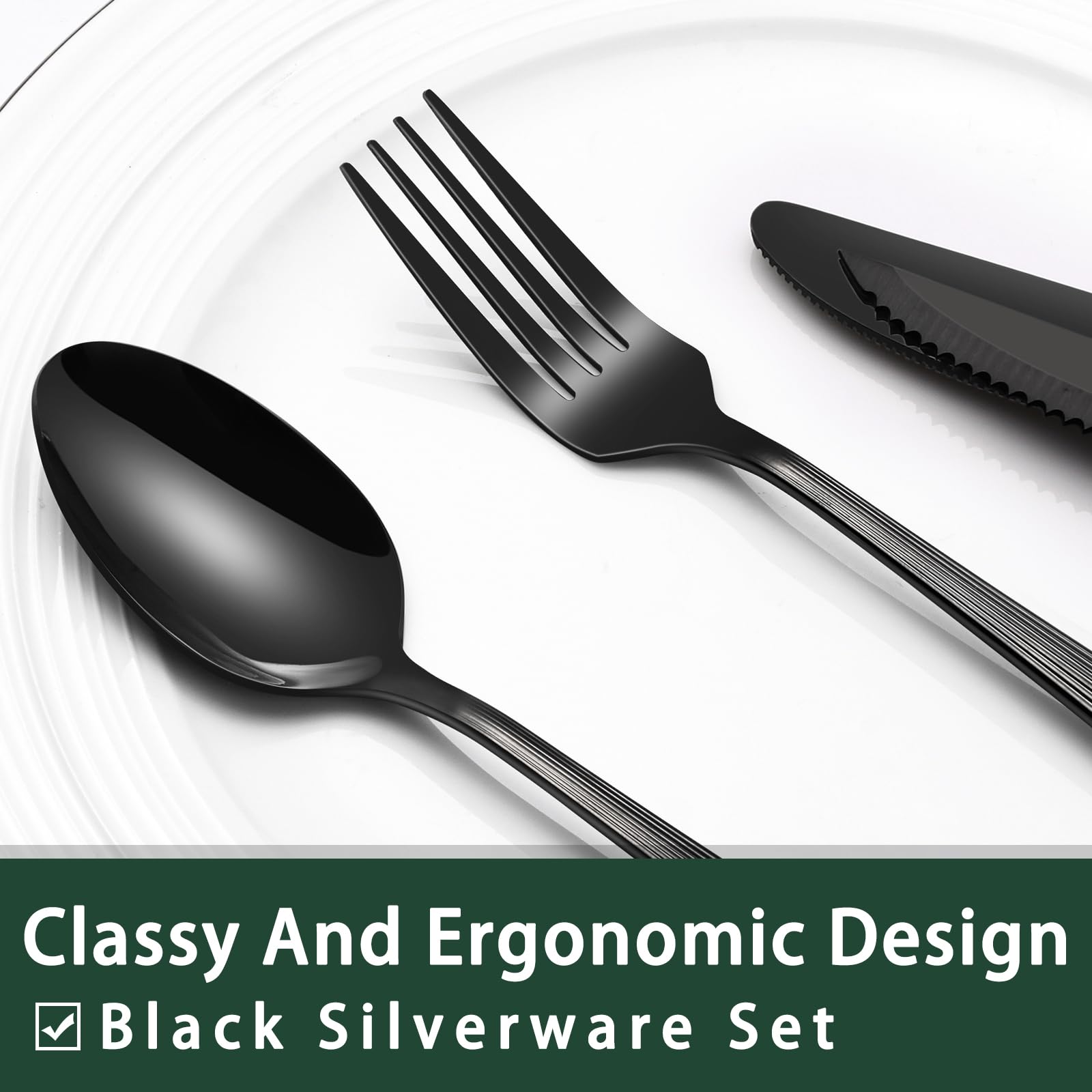 Food-grade stainless steel silverware with black finish