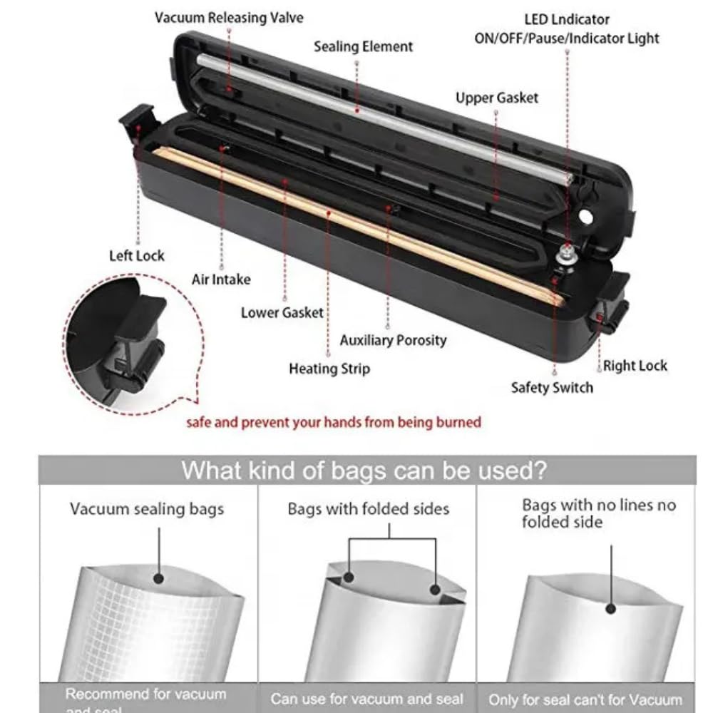 Black food sealing system for all types of foods