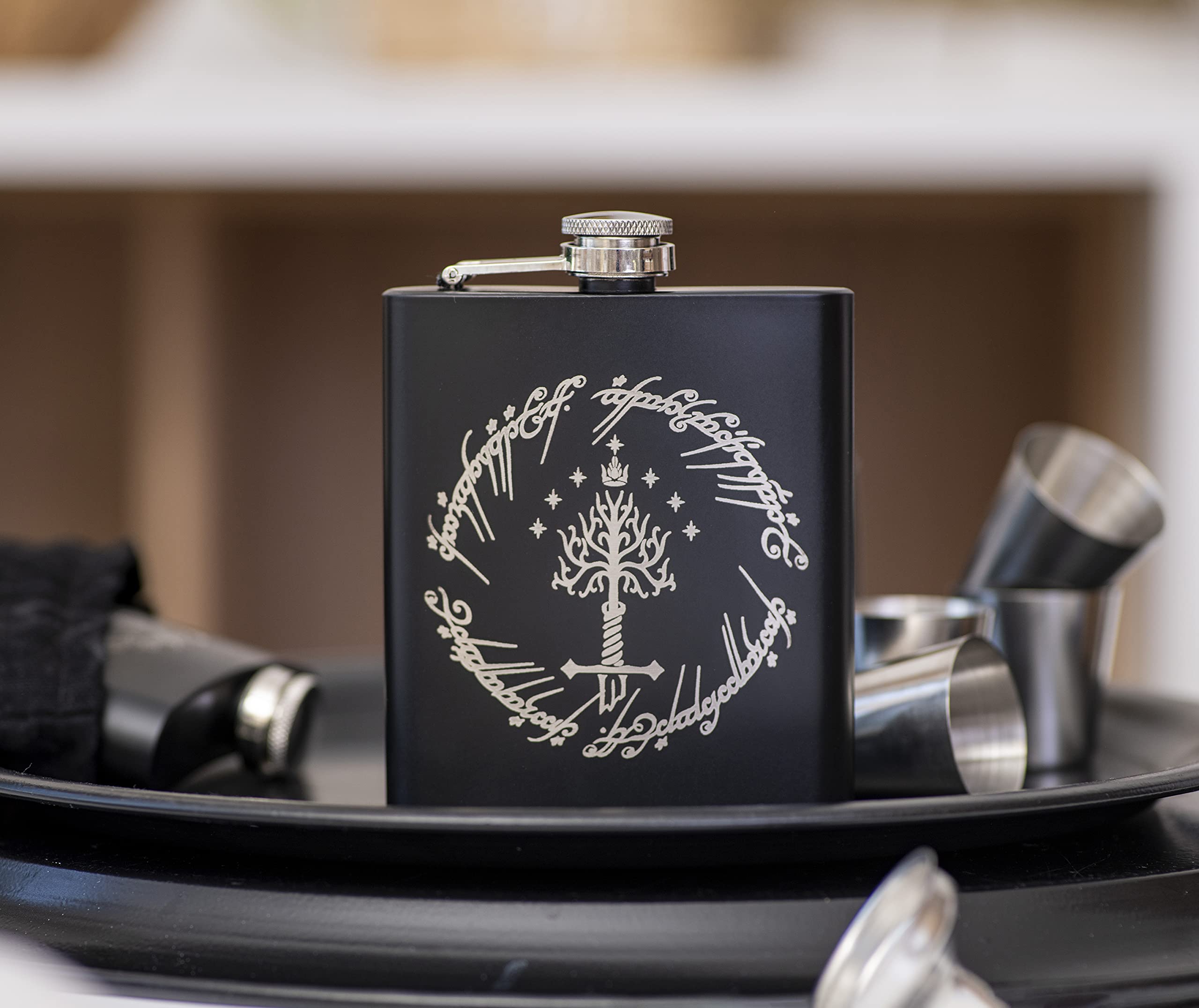 Black gift pouch for flask set